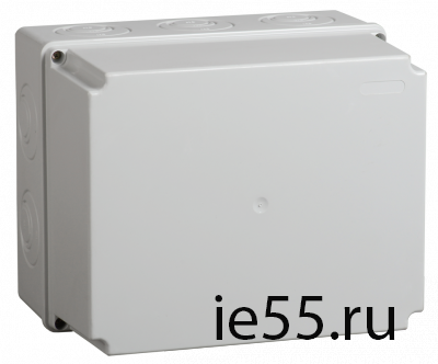 Коробка КМ41344 распаячная для о/п 240х195х165 мм IP55 (RAL7035, монт. плата, кабельные вводы 5 шт