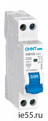 Автоматический выключатель NBH8-40 1P+N 1A 4.5kA х-ка B (CHINT)