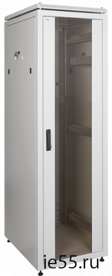 ITK Шкаф сетевой 19" LINEA N 18U 600х600 мм стеклянная передняя дверь, задняя металлическая серый