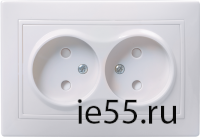 РСш12-2-КБ Розетка 2местн. без з/к с защ.штор. 10А КВАРТА (белый)