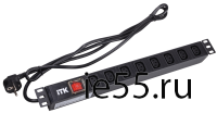 ITK PDU 7 розеток C13 с LED выкл,1U, шнур 2м вилка нем.ст