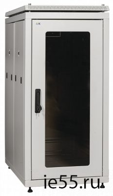 ITK Шкаф сетевой 19" LINEA N 24U 600х1000 мм стеклянная передняя дверь, задняя перфорированная сер