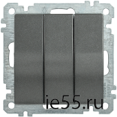 ВС10-3-0-Б Выключатель 3 клав. 10А BOLERO антрацит IEK