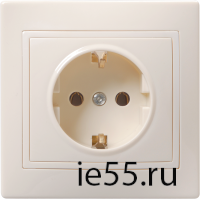 РС10-3-ККм Розетка 1местн. c з/к без защ.штор. 16А КВАРТА (кремовый)