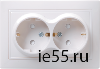 РСш12-3-КБ Розетка 2местн. c з/к с защ.штор. 16А КВАРТА (белый)