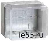 Коробка КМ41348 распаячная для о/п 240х195х165 мм IP55 (RAL7035, монт. плата, кабельные вводы 5 шт