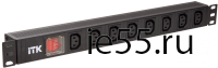 ITK PDU 8 розеток C13, с LED выкл, 1U, вх. C14, без шнура