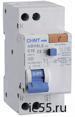 Дифференциальный автоматический выключатель NBH8LE-40 1P+N 32A 30mA х-ка С 4.5kA (R) (CHI 101000866