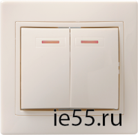 ВС10-2-1-ККм Выключатель 2кл с инд. 10А КВАРТА (кремовый)